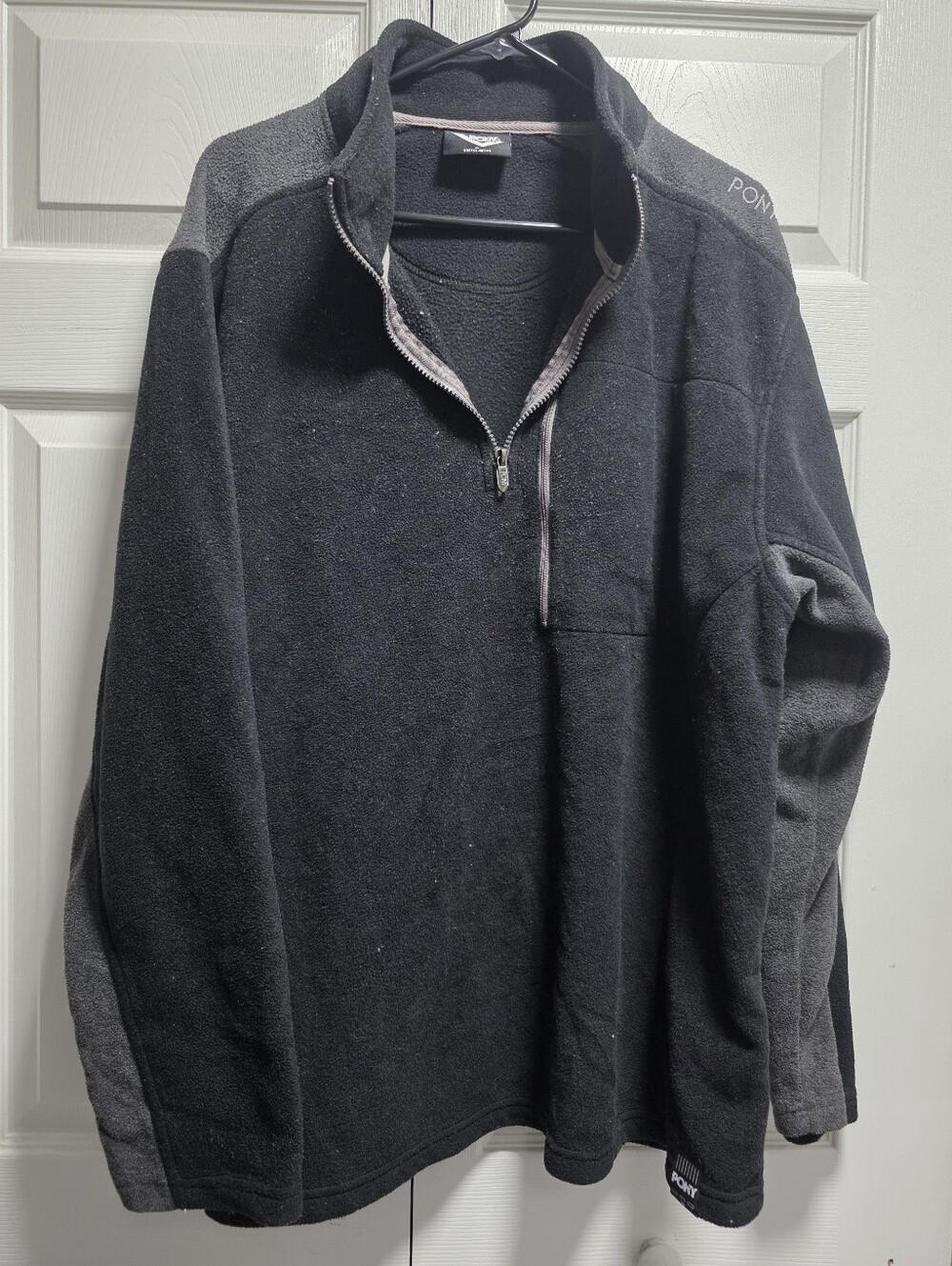 Pony Black & Charcoal Half-Zip Fleece Pullover XL